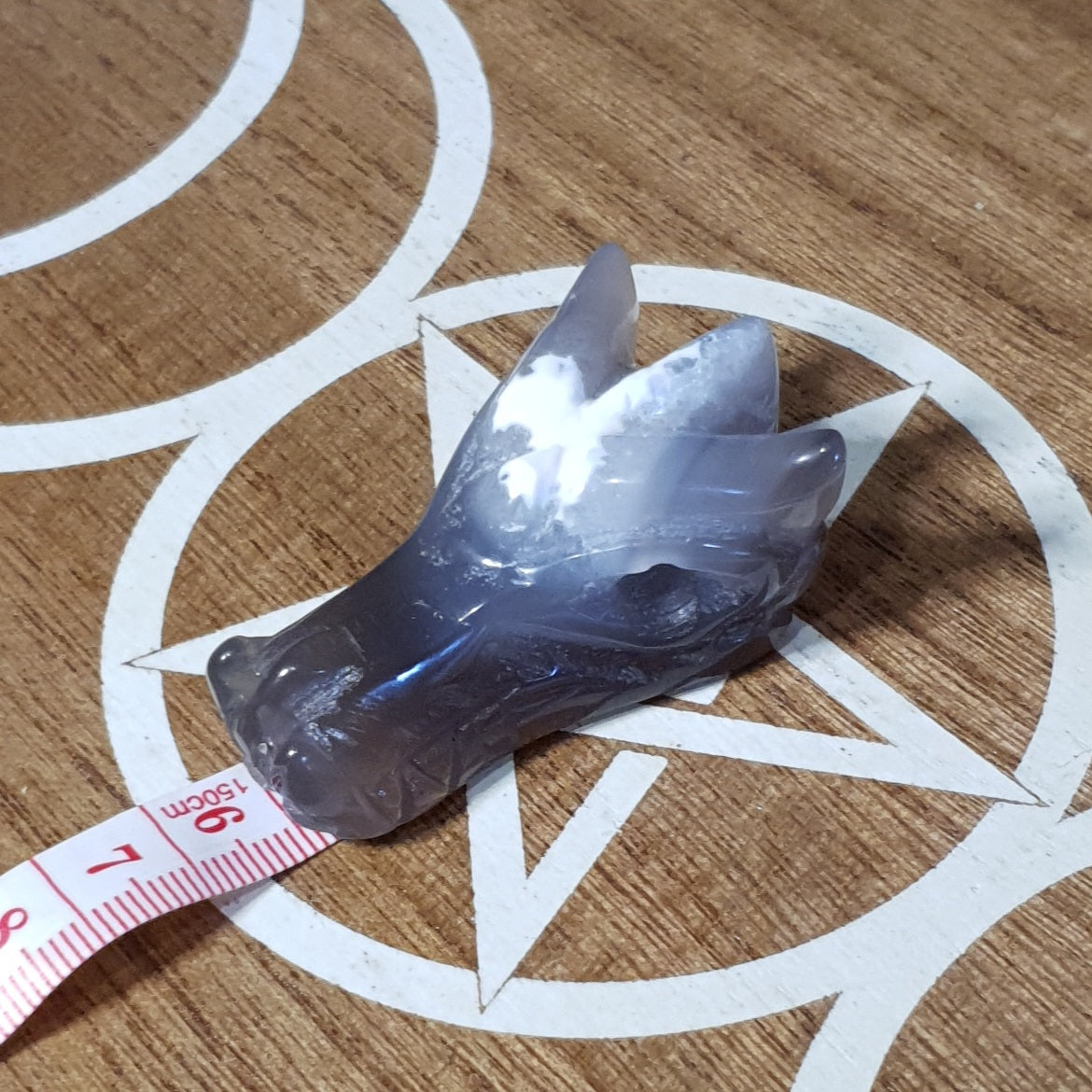 Orca Agate Dragon Skull Crystal Carving.