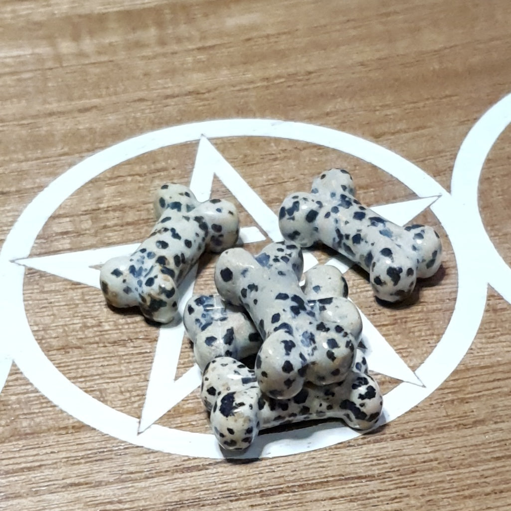 Dalmatian Jasper Dog Bone Carving.
