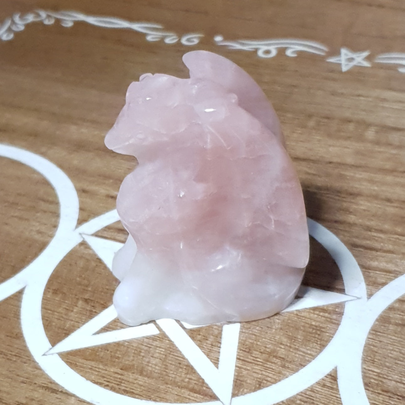 Rose Quartz Sitting Dragon Crystal Carvings.