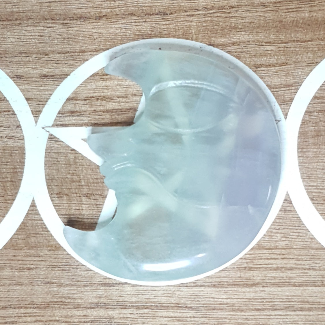 Big Nosed Moon Man Lavender Fluorite Crystal Carving.