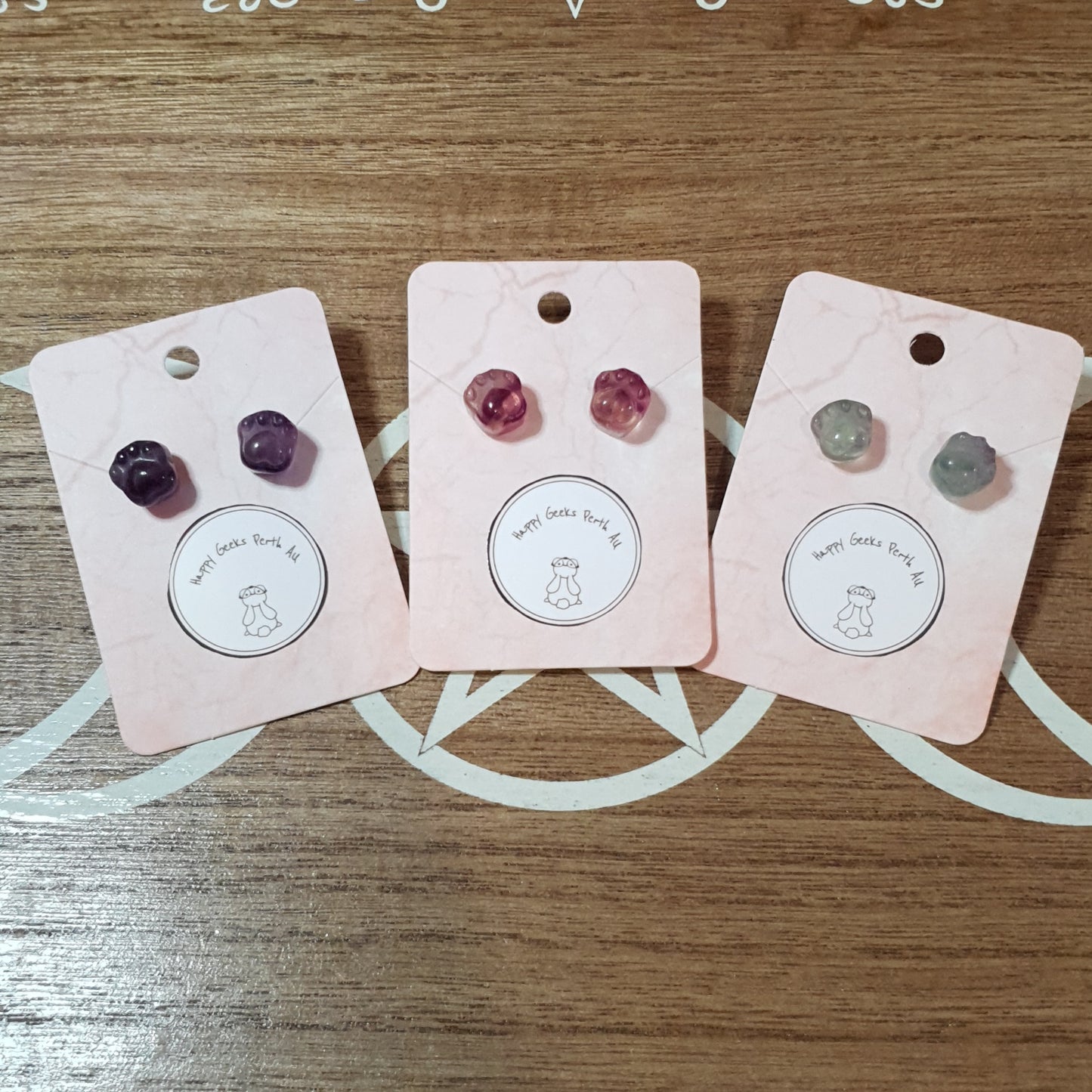 Fluorite Paw Stud Earrings. *Randomly Selected*
