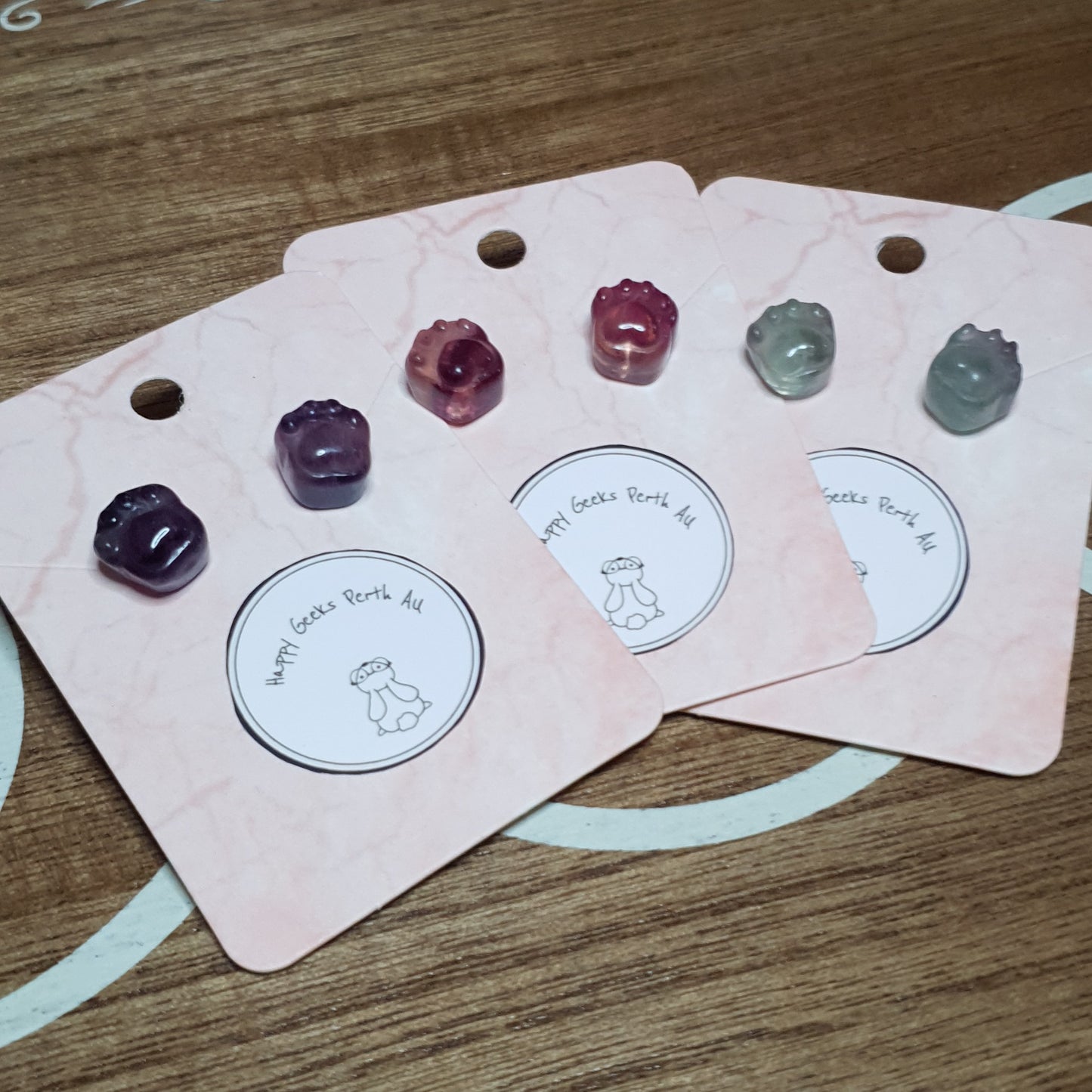 Fluorite Paw Stud Earrings. *Randomly Selected*