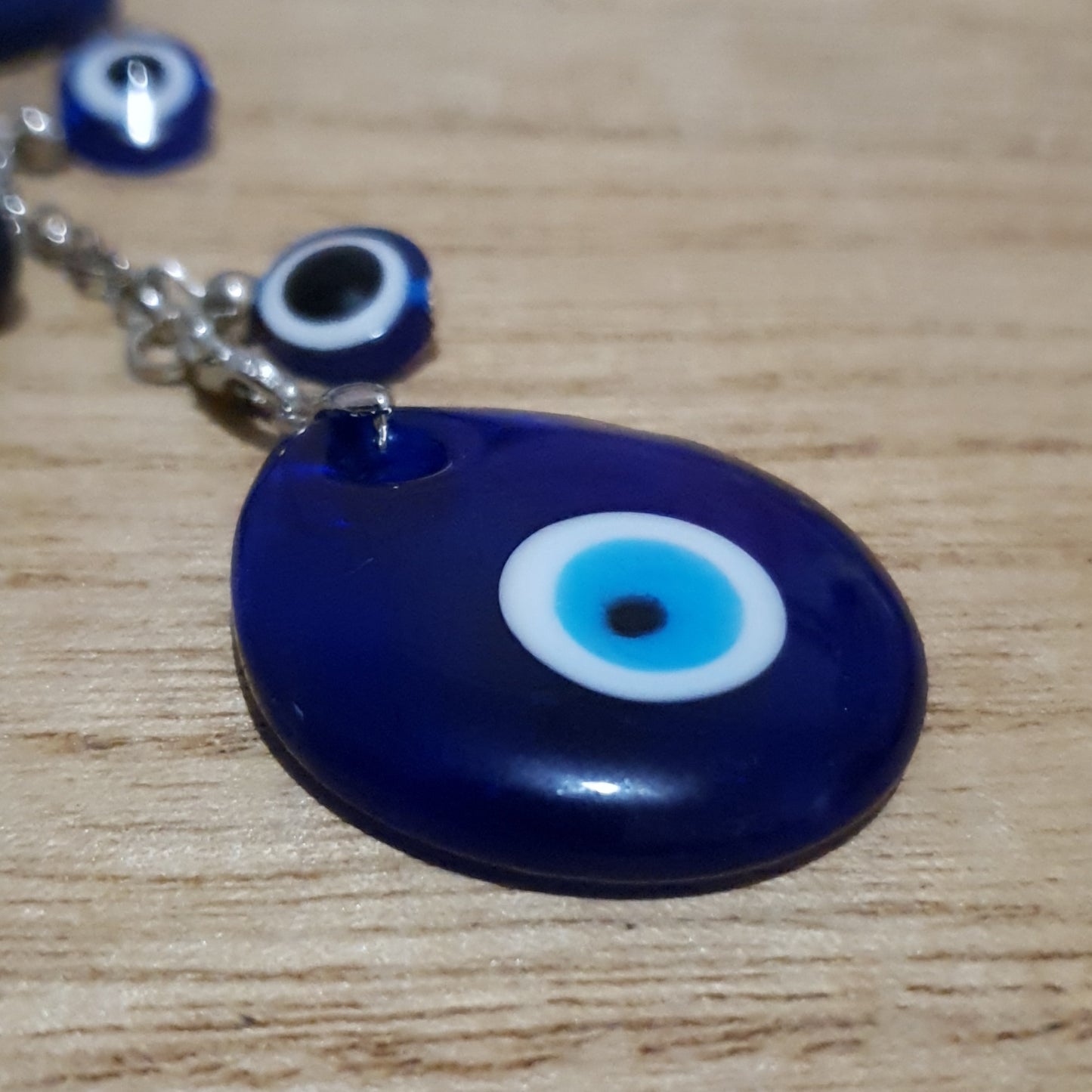 Blue Sandstone Evil Eye Handmade Keychain.