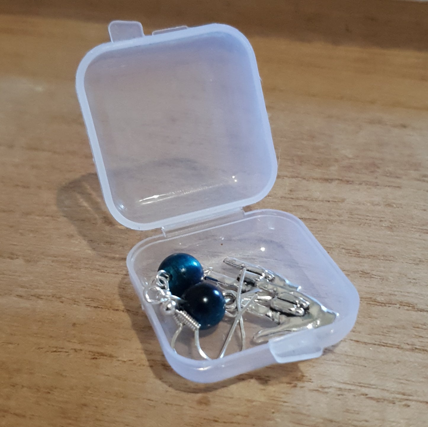 Punk Rock Salute Earrings with Blue Tigers Eye. (Colour Enhanced Beads)