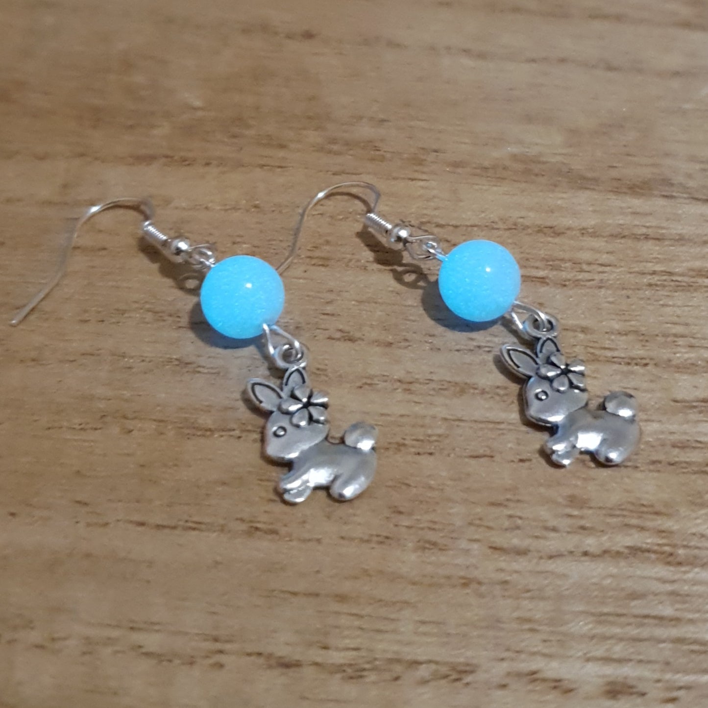 Happy Geeks Bunny Earrings. Pink Luminous Bead Earrings.