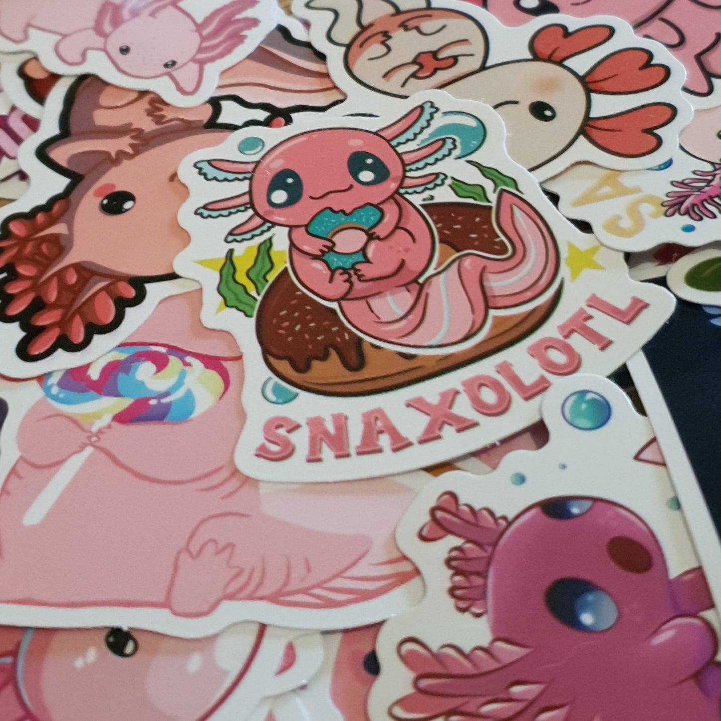 Adorable Axolotl Stickers. 10 Pack of Axolotl themed Stickers.