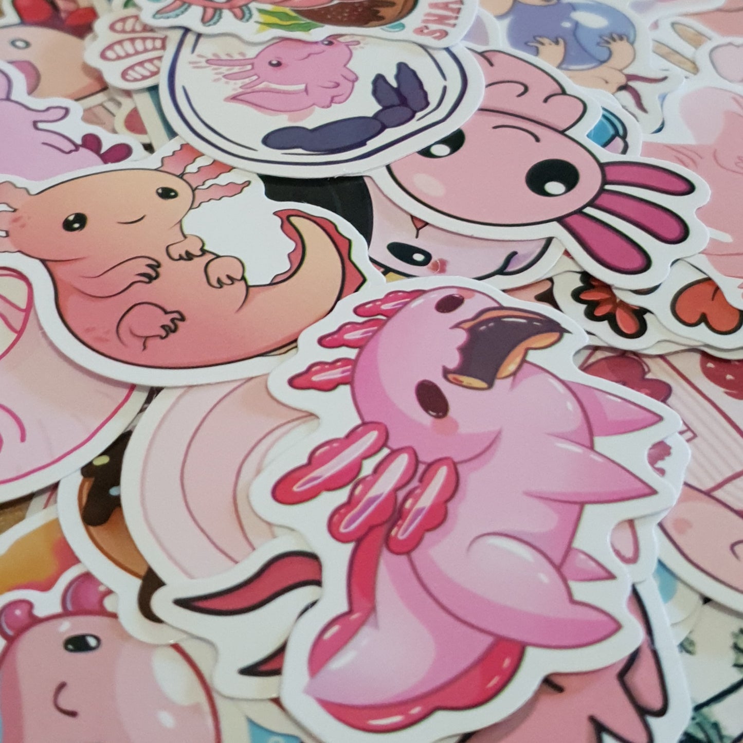 Adorable Axolotl Stickers. 10 Pack of Axolotl themed Stickers.