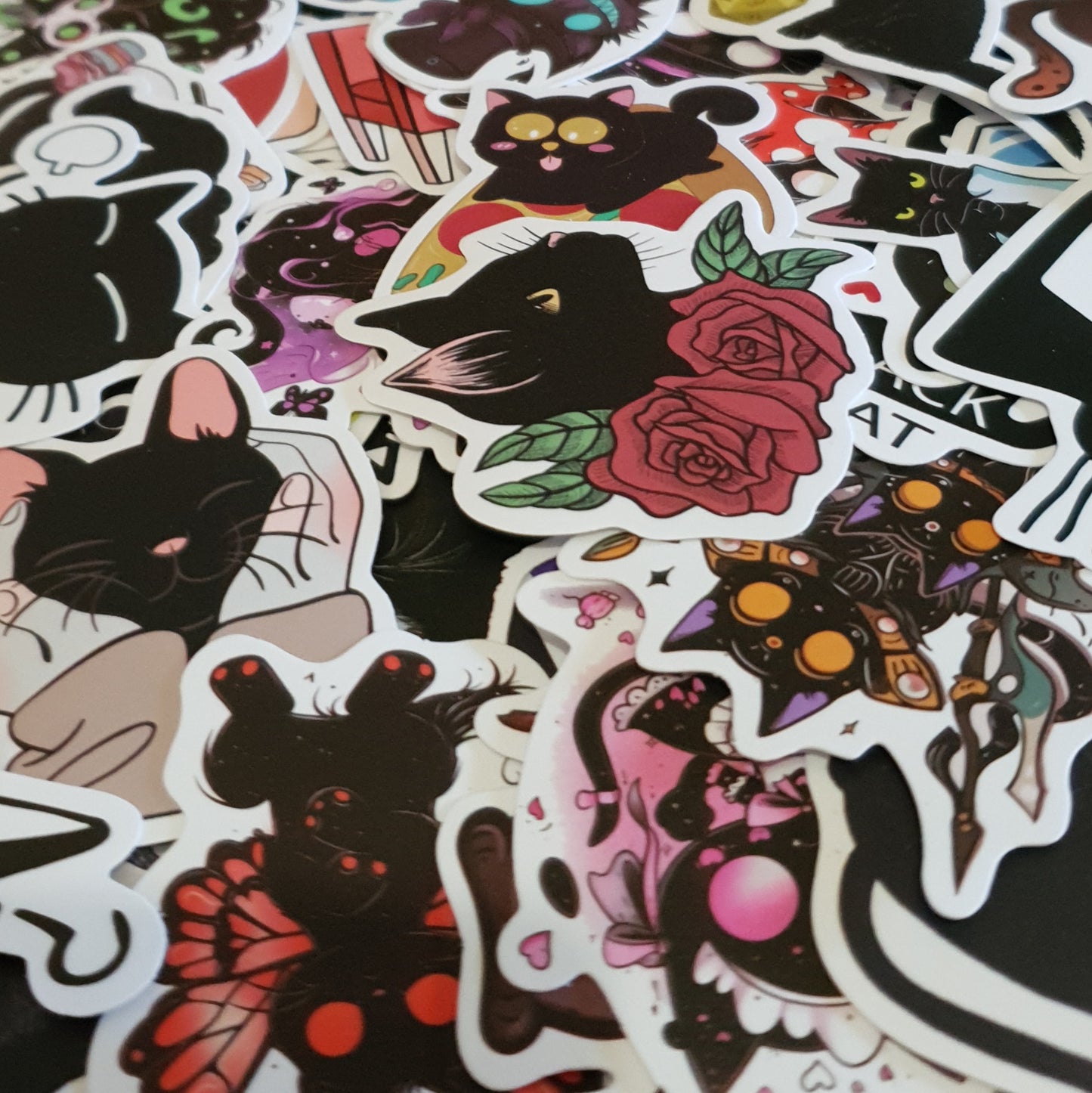 Black Cat Stickers. 10 Packs of Black Cat Themed Stickers.