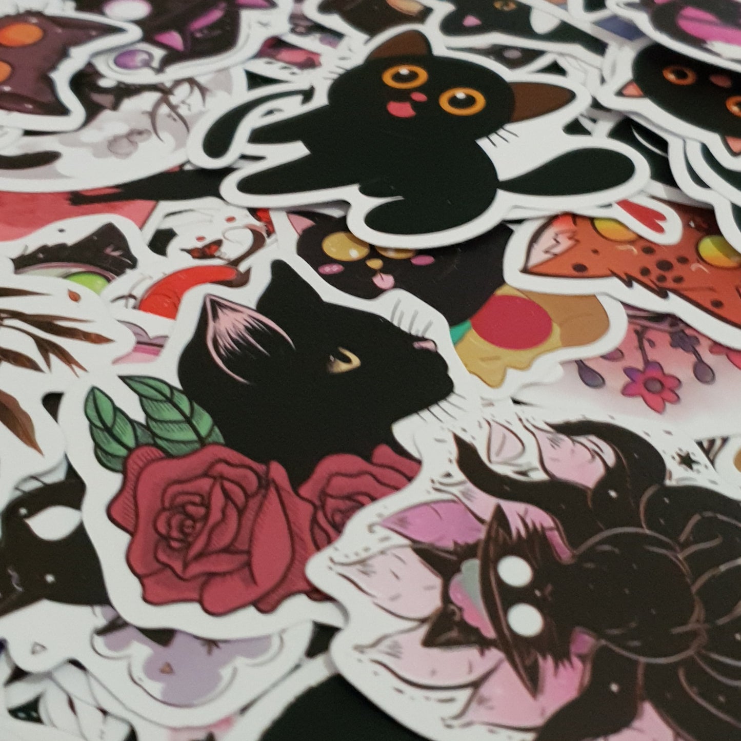 Black Cat Stickers. 10 Packs of Black Cat Themed Stickers.