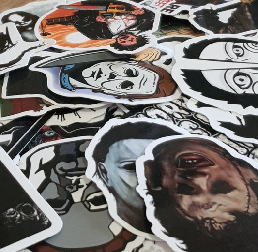 Horror Movie Stickers. 10 Pack of Horror Themed Stickers.