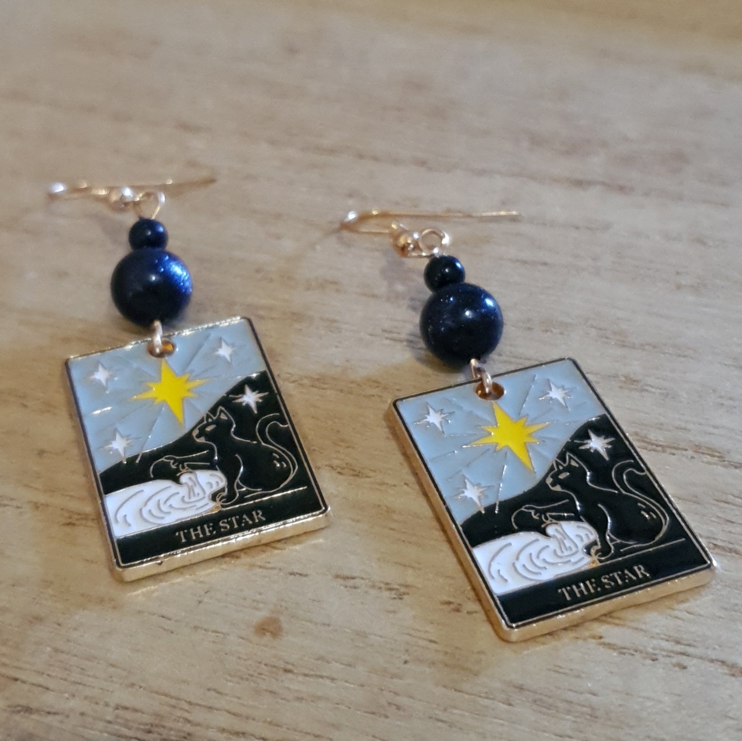 The Star Tarot Earrings. Blue Sandstone Star Tarot Earrings.