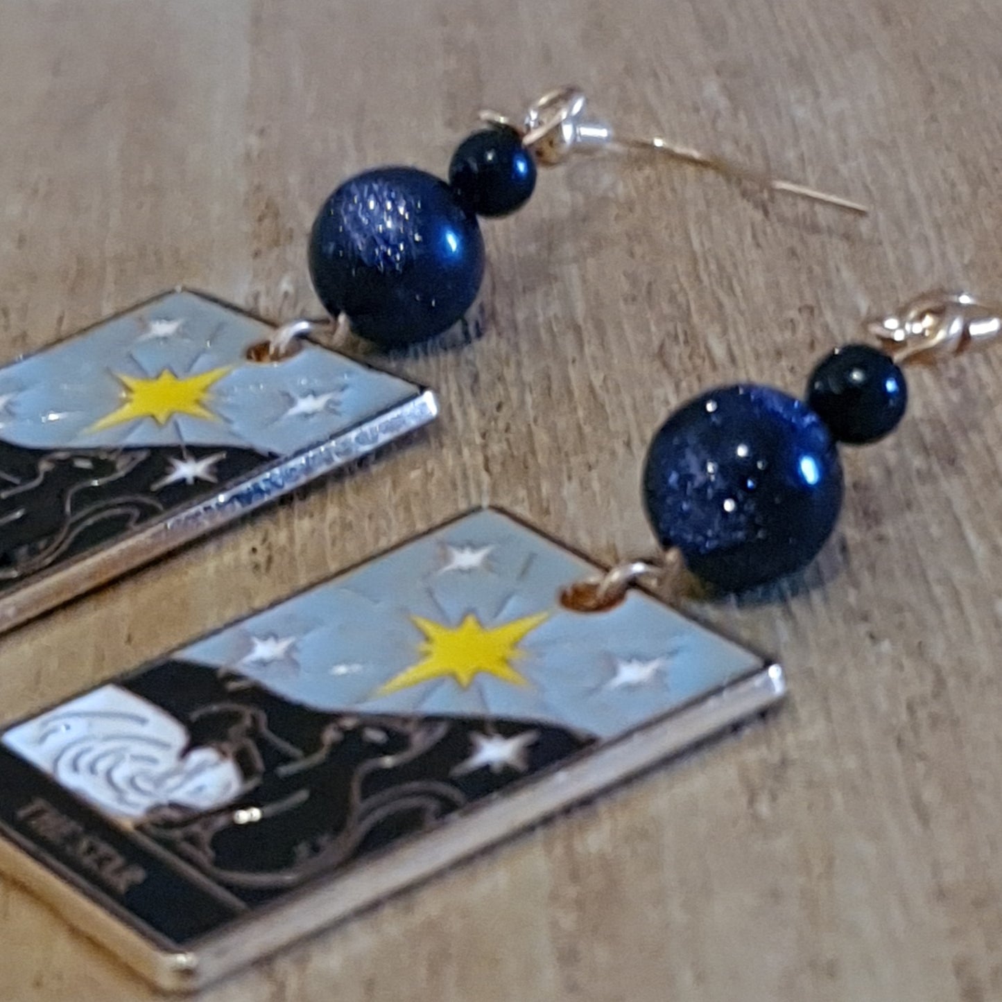 The Star Tarot Earrings. Blue Sandstone Star Tarot Earrings.
