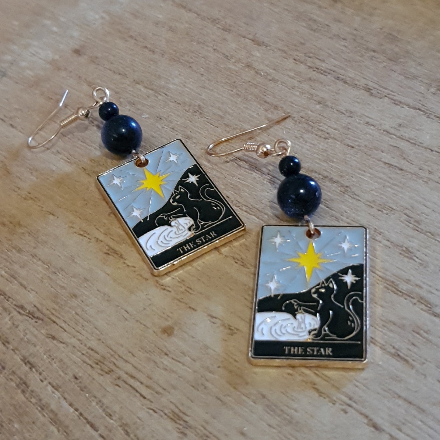 The Star Tarot Earrings. Blue Sandstone Star Tarot Earrings.