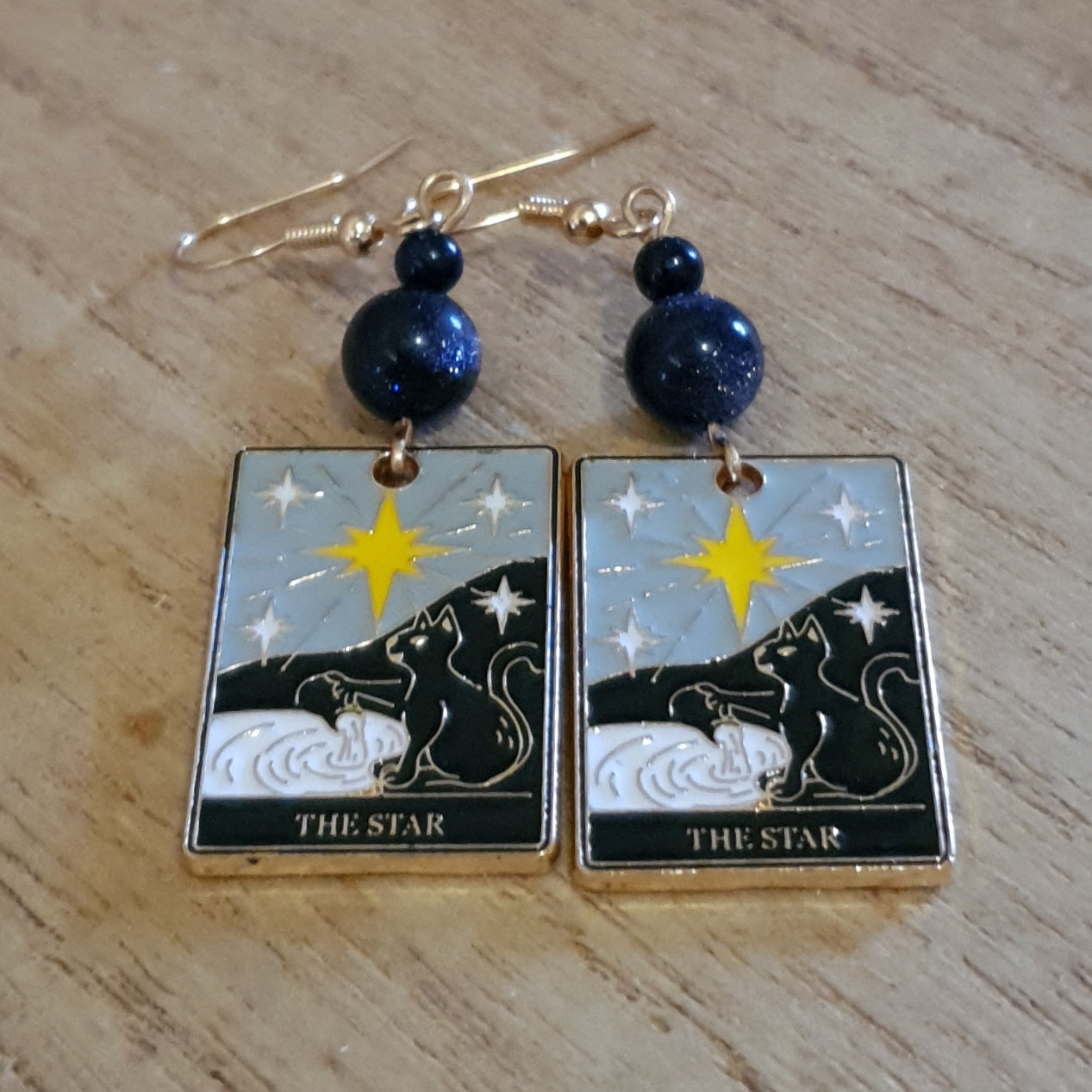 The Star Tarot Earrings. Blue Sandstone Star Tarot Earrings.