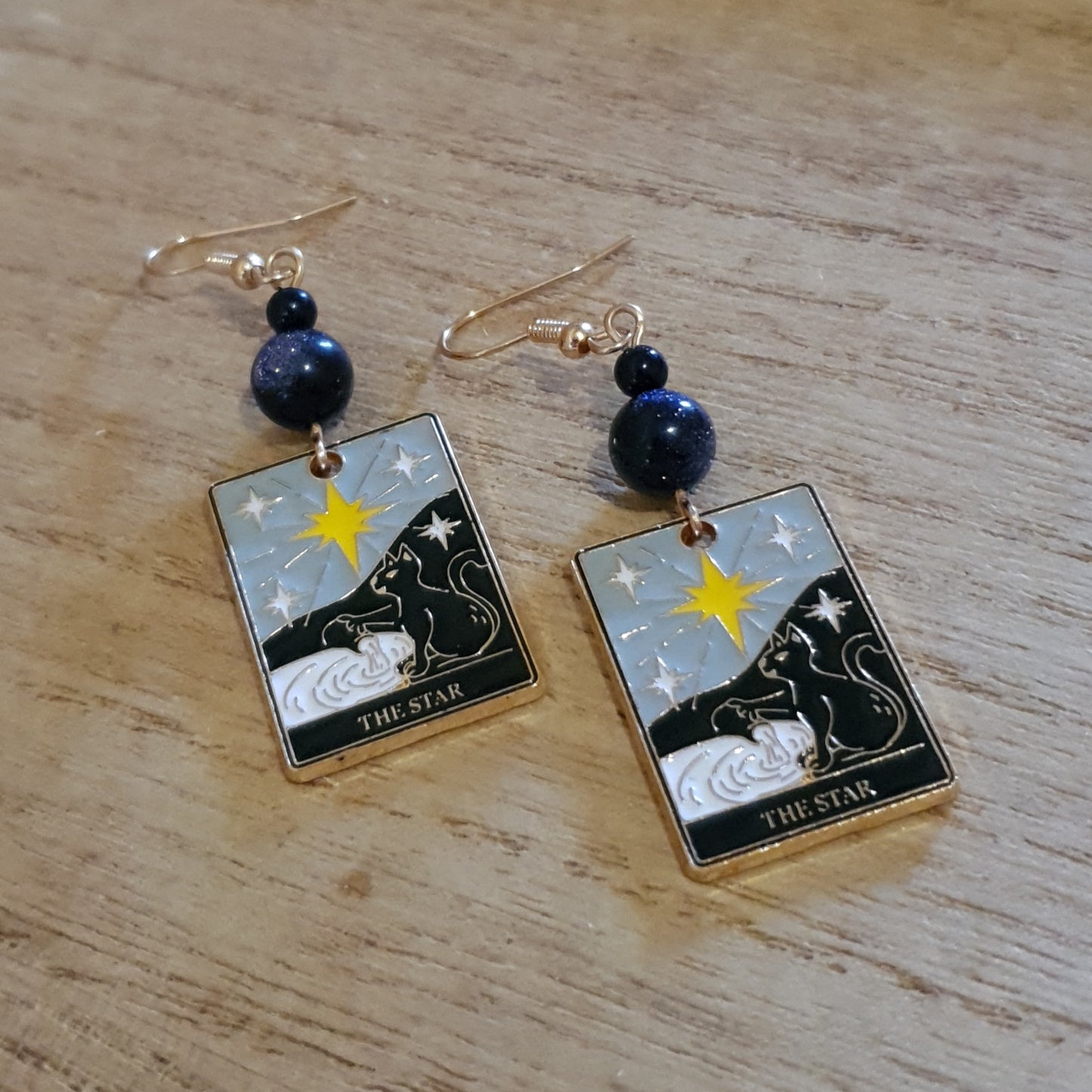 The Star Tarot Earrings. Blue Sandstone Star Tarot Earrings.