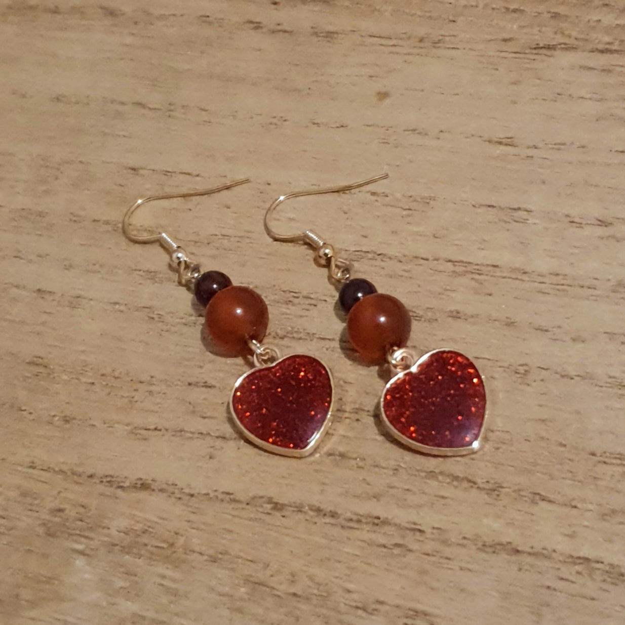 Sparkling Red Heart Earrings. Red Garnet & Carnelian Heart Earrings.