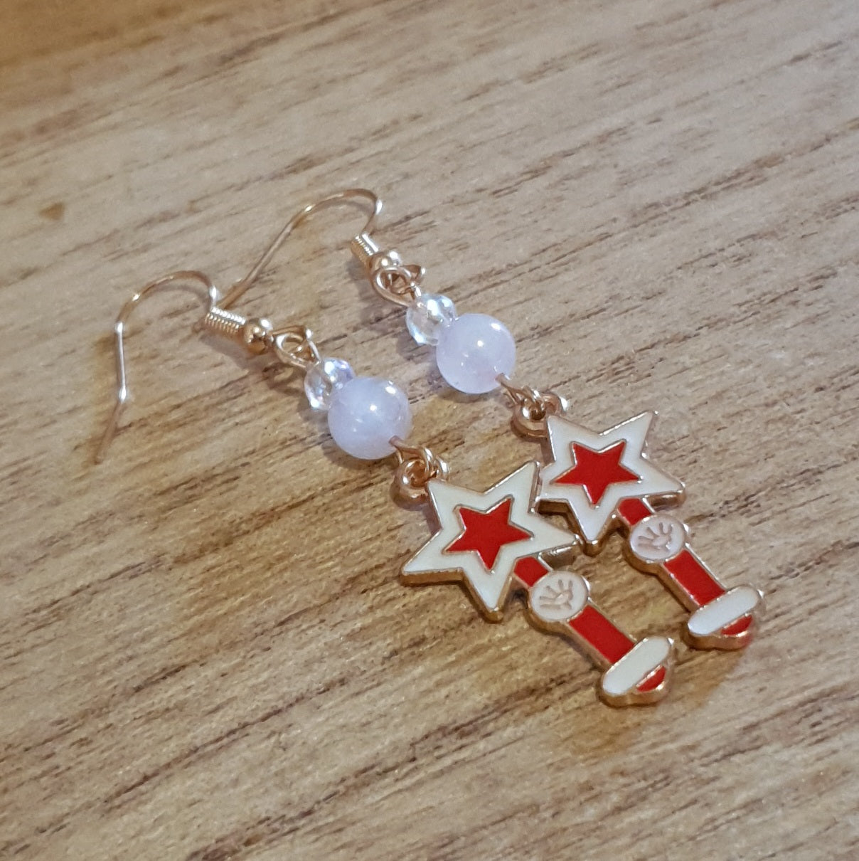 Kawaii Wand Earrings. Aura Rose Quartz Wand Earrings.