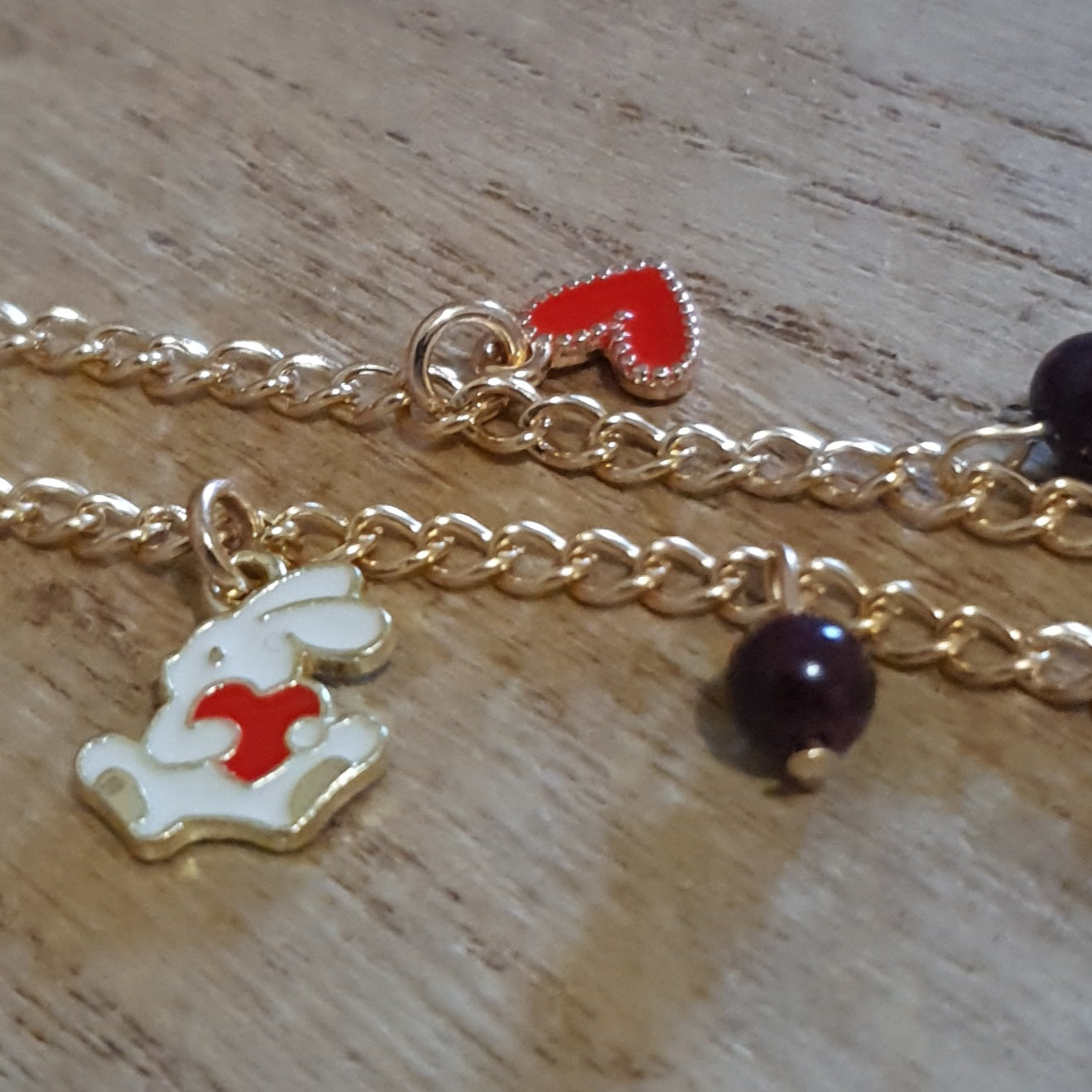 Bunny Love Bracelet. Red Garnet Bunny Bracelet.