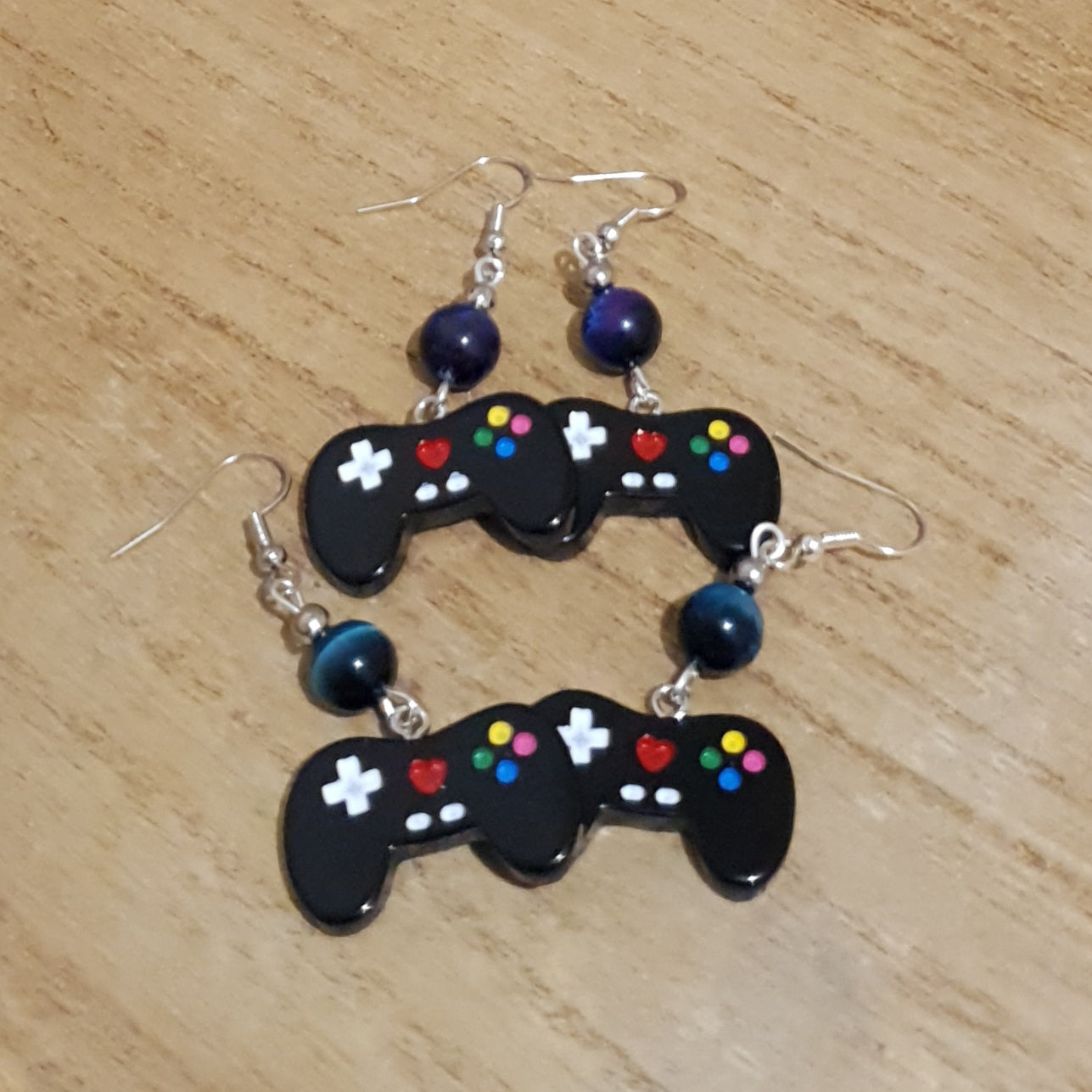 I love Gaming Earrings. Galaxy Tiger Eye Gamer Earrings.