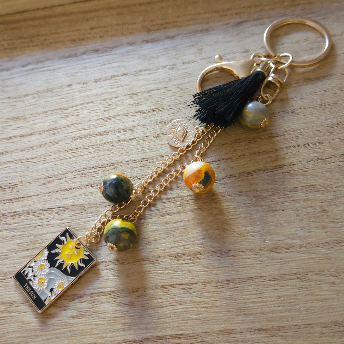 The Sun Tarot Keychain. Handmade Keychain.