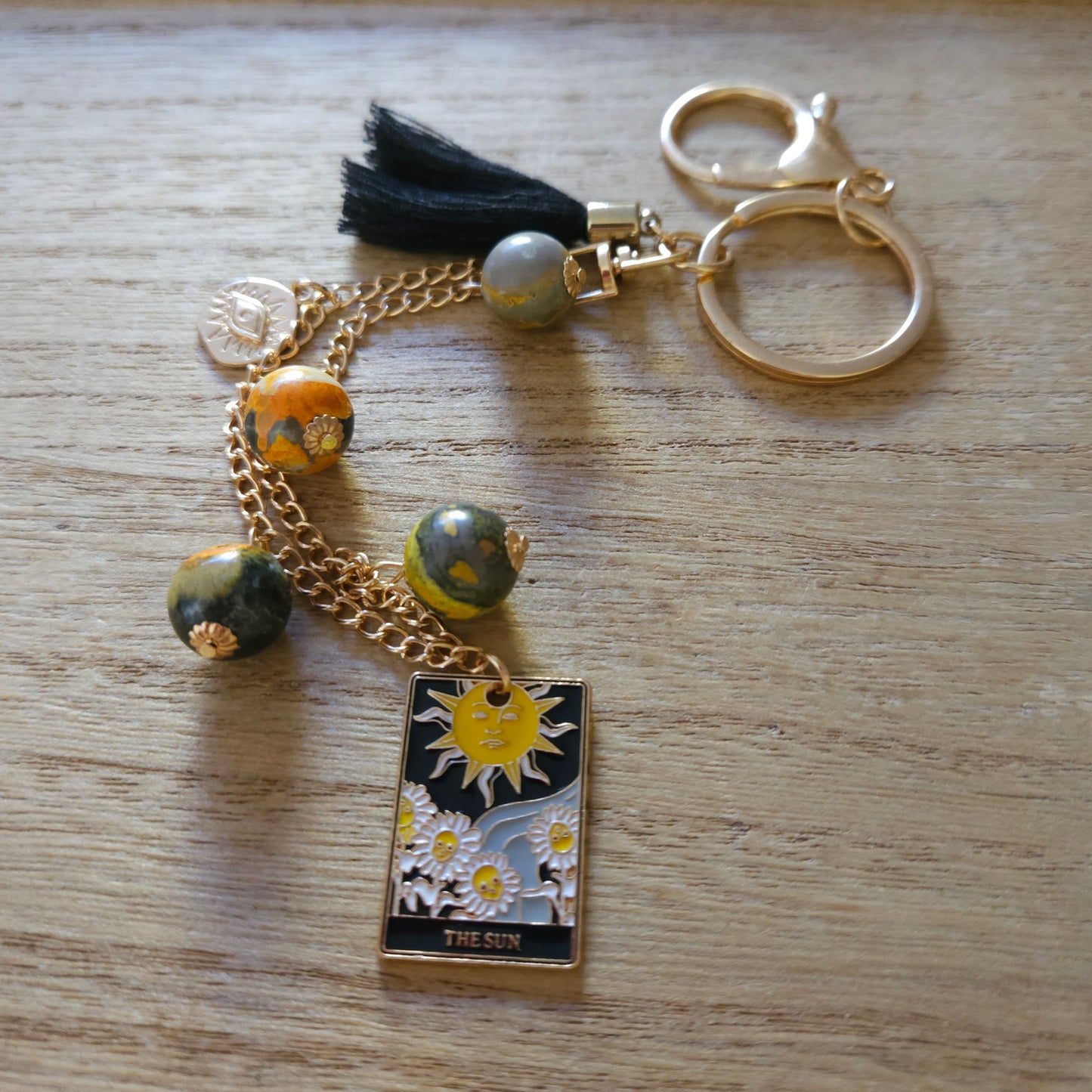 The Sun Tarot Keychain. Handmade Keychain.