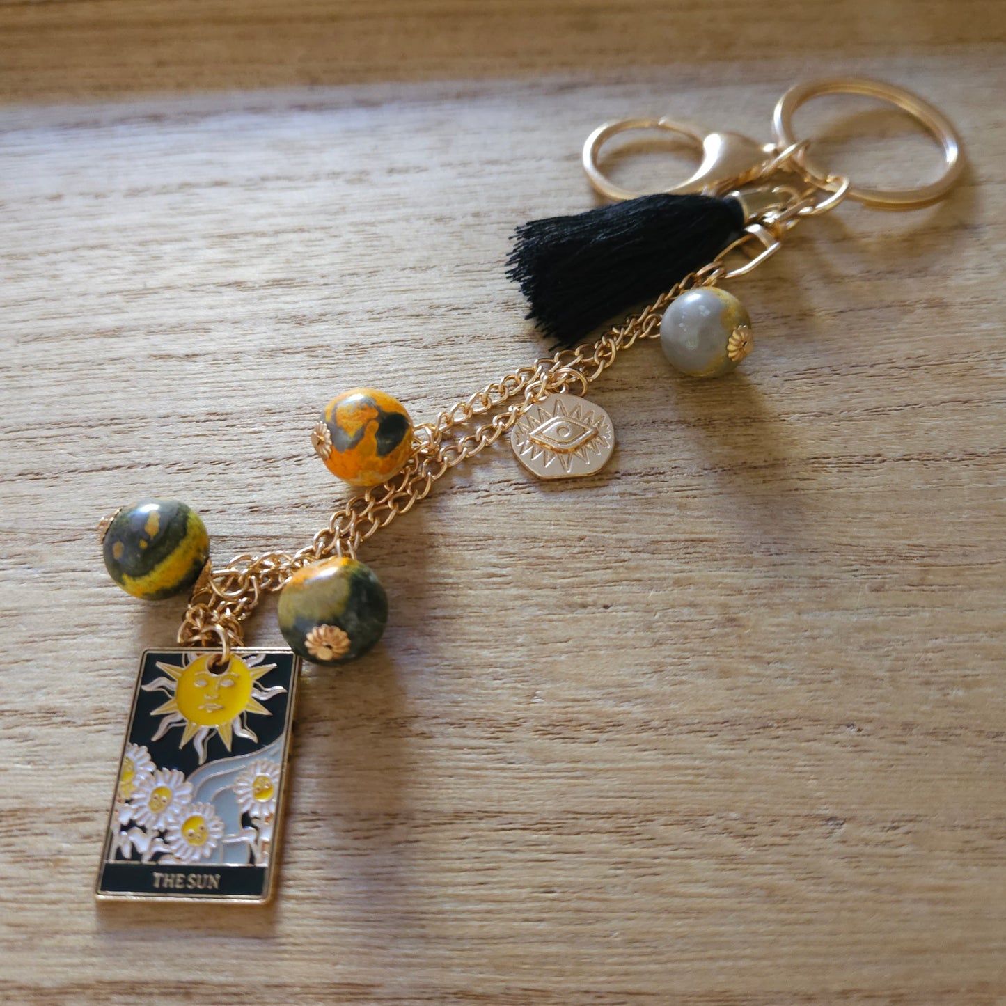 The Sun Tarot Keychain. Handmade Keychain.