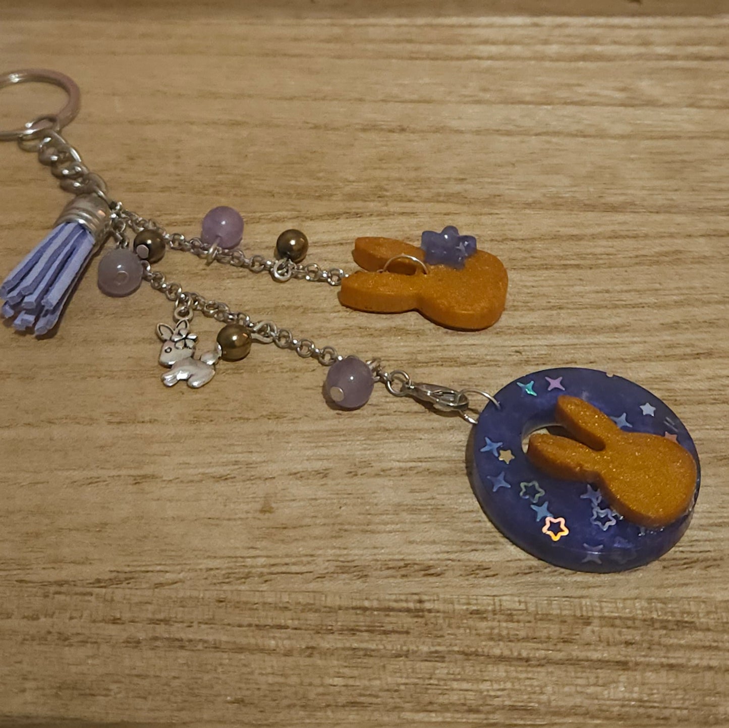 Boujee Bunny Amethyst & Pyrite Handmade Keychain.