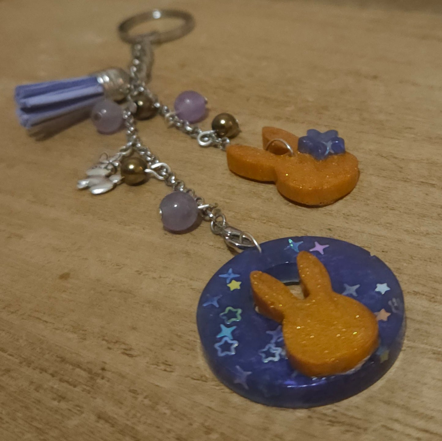 Boujee Bunny Amethyst & Pyrite Handmade Keychain.