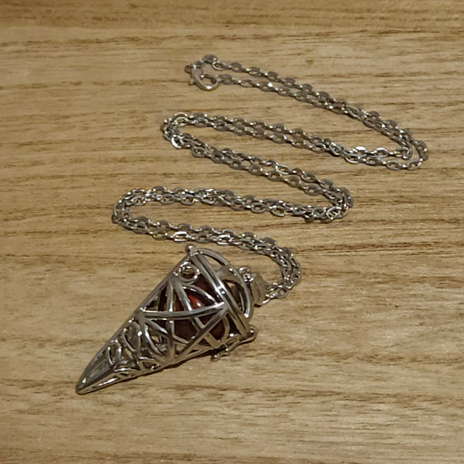 Pentagram Cone Shaped Cage with Red Jasper Sphere.