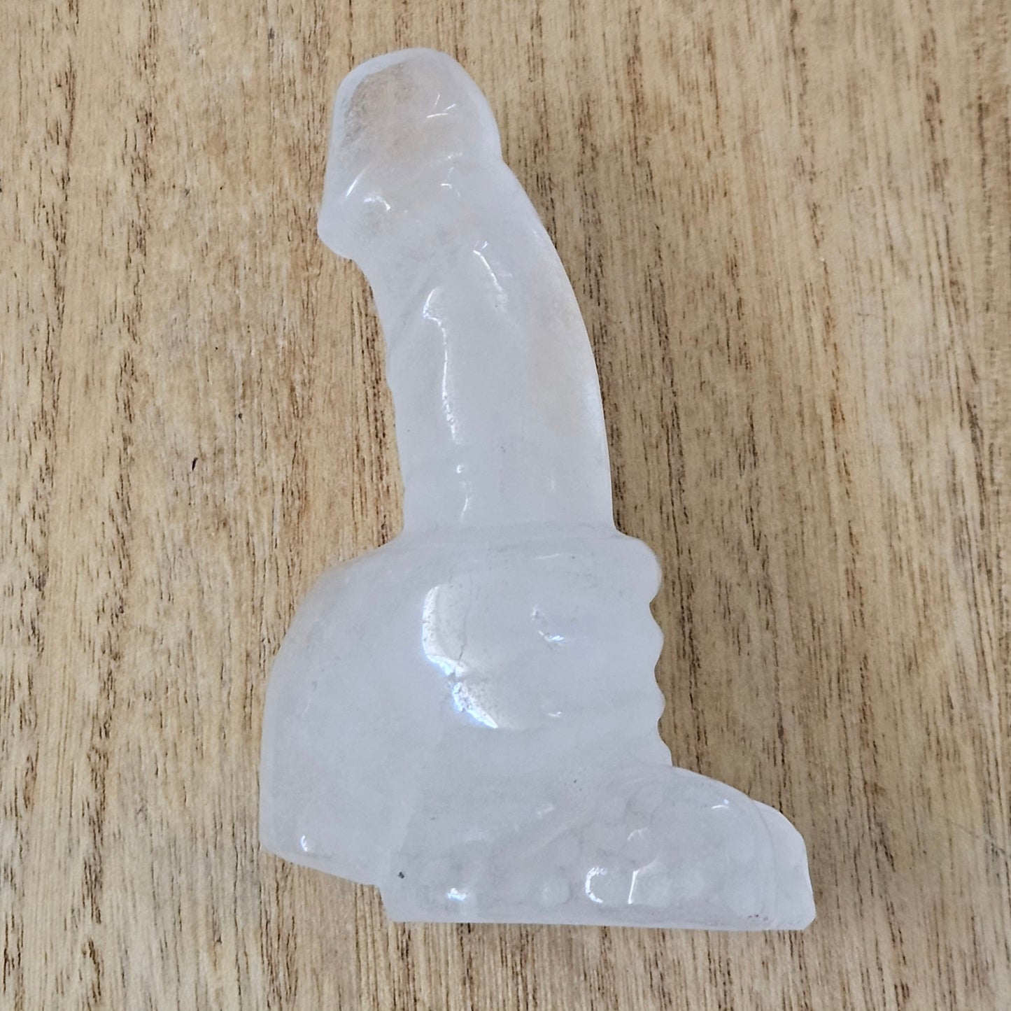 Clear Quartz Gripped Dick Carving.