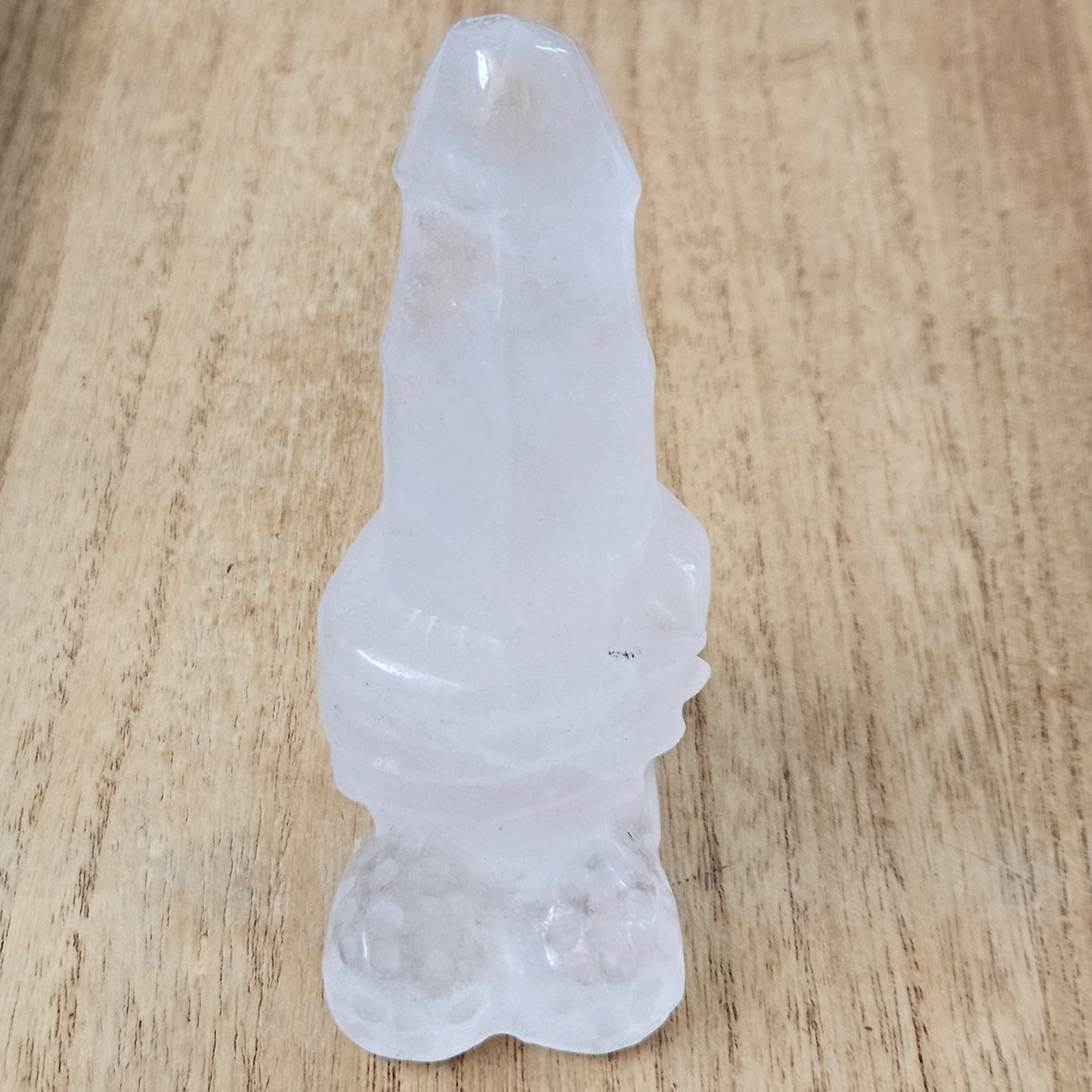 Clear Quartz Gripped Dick Carving.