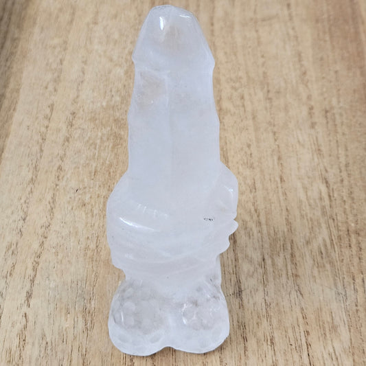 Clear Quartz Gripped Dick Carving.