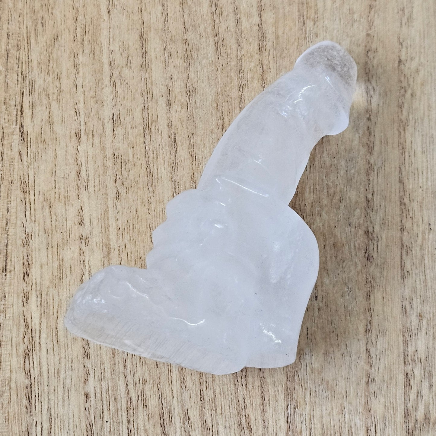 Clear Quartz Gripped Dick Carving.