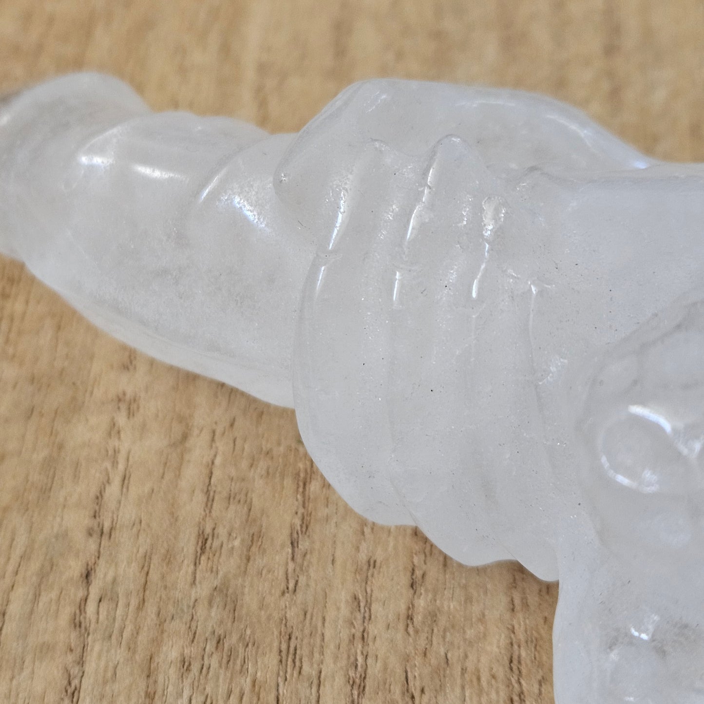 Clear Quartz Gripped Dick Carving.