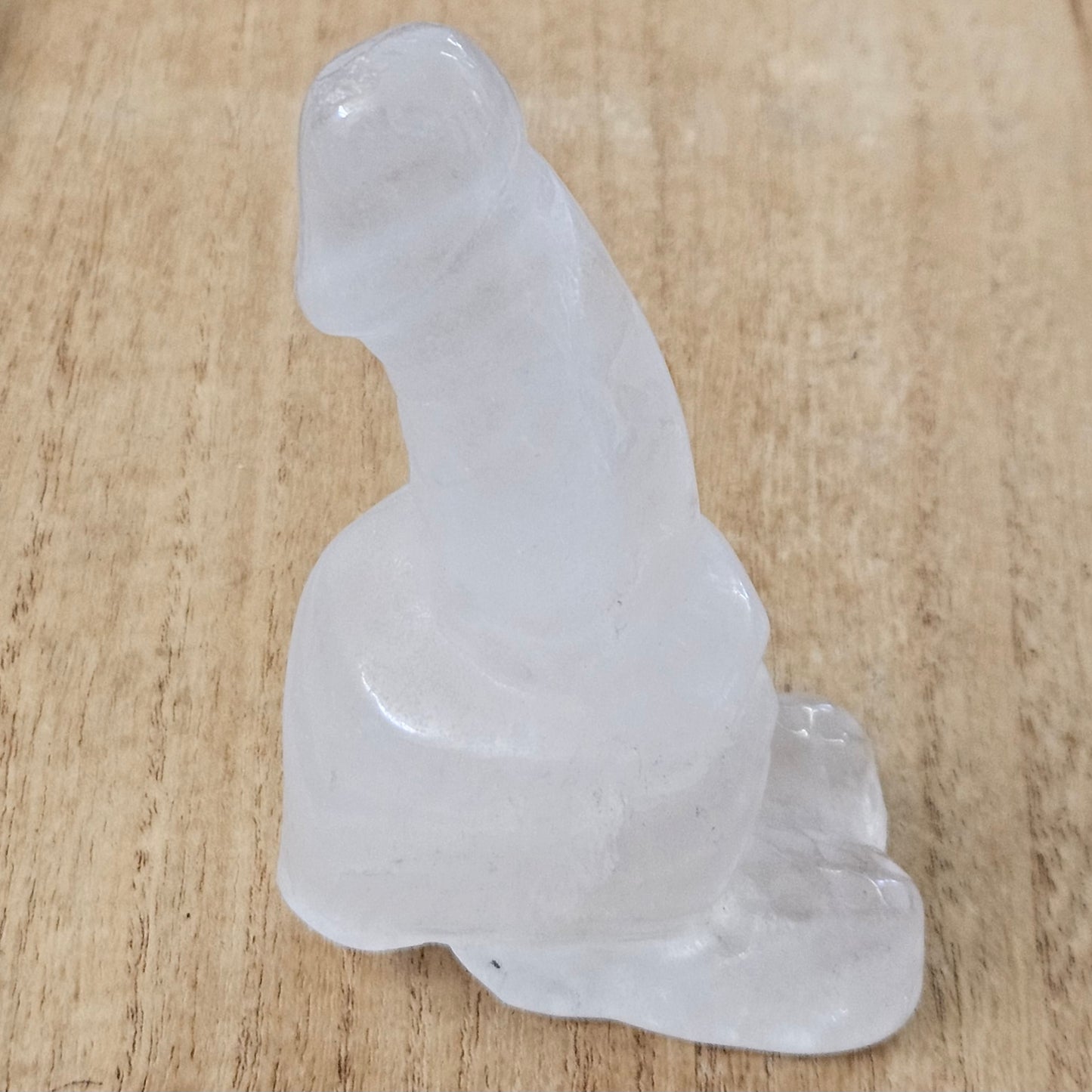 Clear Quartz Gripped Dick Carving.