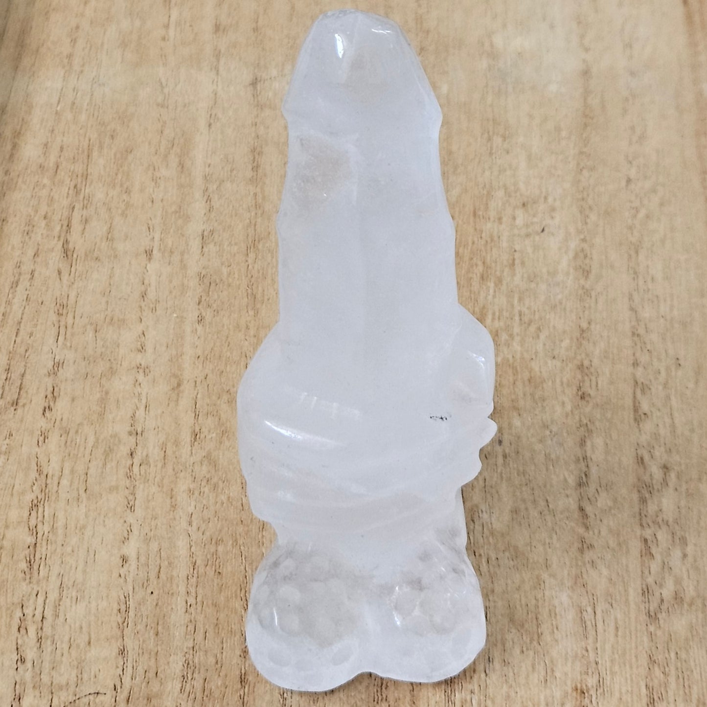 Clear Quartz Gripped Dick Carving.