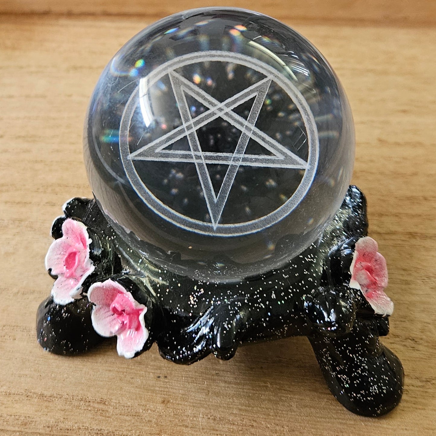 Black Holder with Pink Cherry Blossoms.