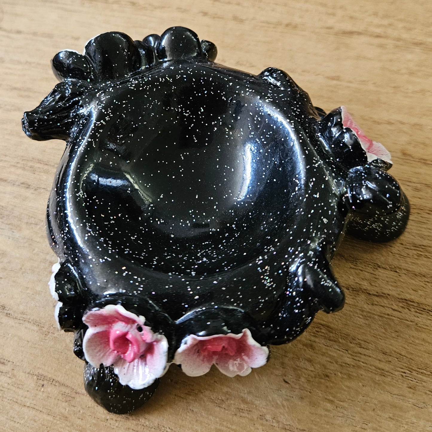 Black Holder with Pink Cherry Blossoms.