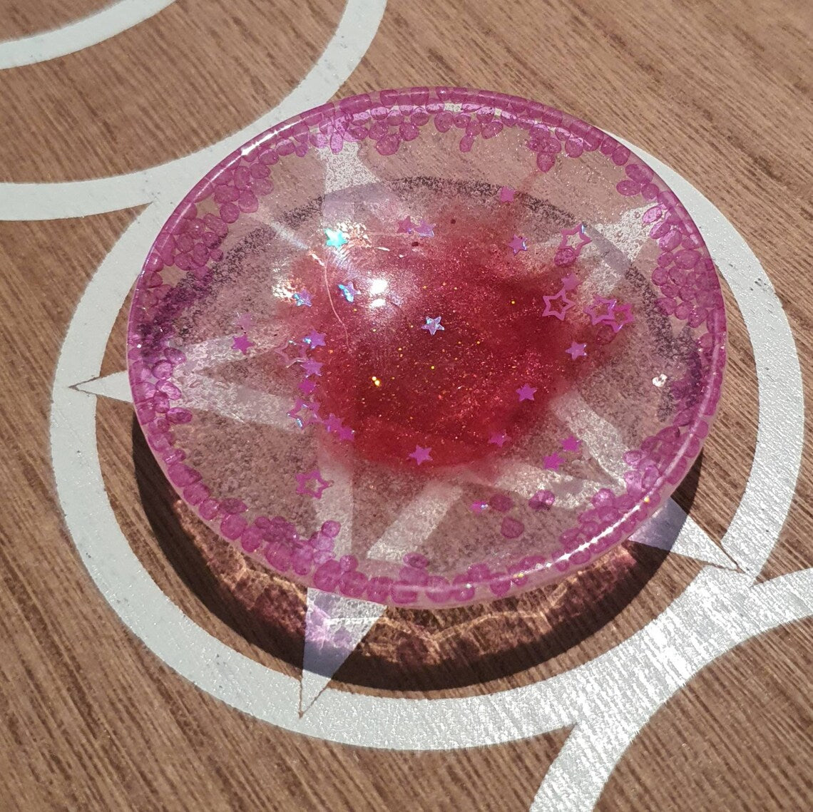 Small Circle Glitter Trinket Dish/ Crystal Sphere Holder. *Comes in Assorted colours*