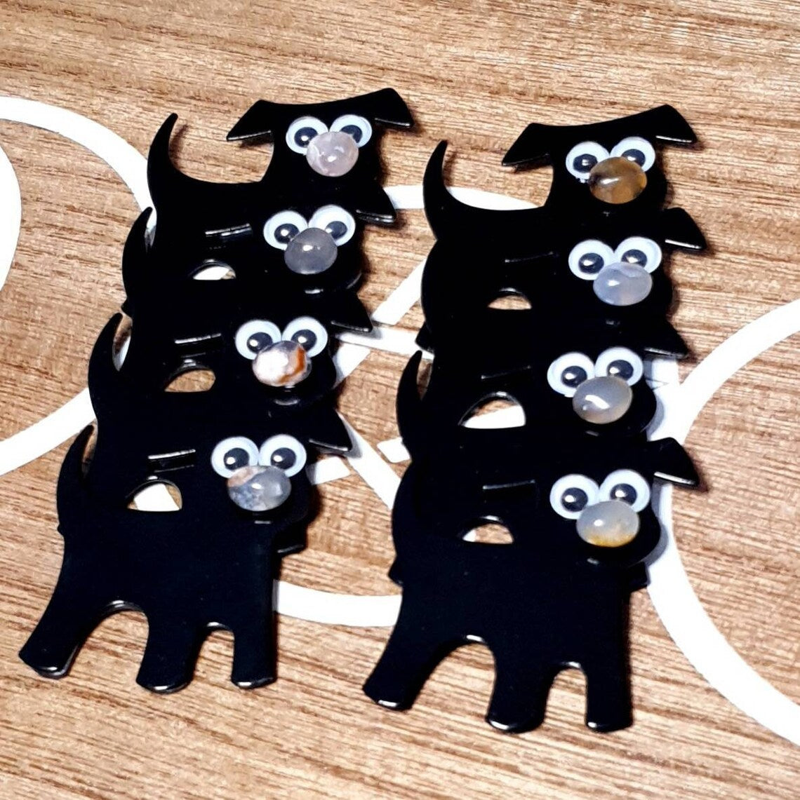 Boggle Eyed Doggo Magnets With Crystal Button Noses.