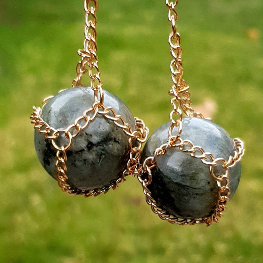 Rainbow Labradorite Sphere and Chain Sun Catcher.
