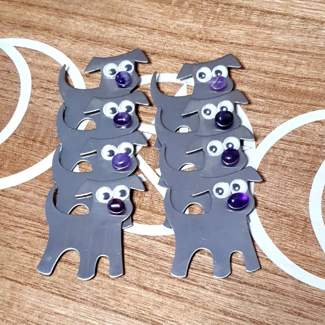 Boggle Eyed Doggo Magnets With Crystal Button Noses.