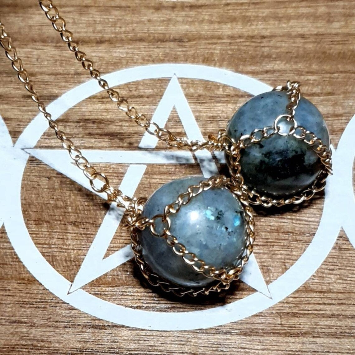 Rainbow Labradorite Sphere and Chain Sun Catcher.