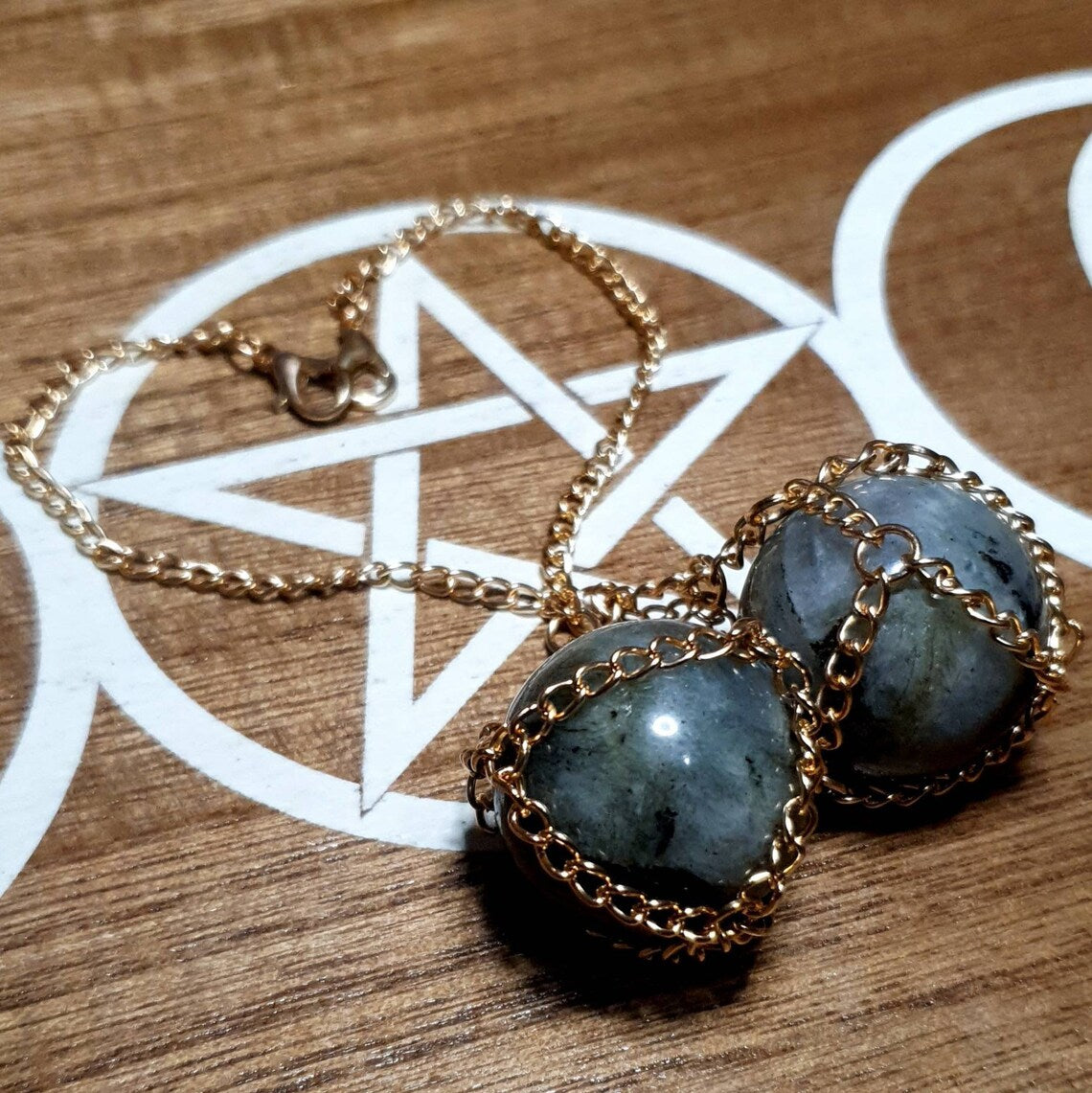 Rainbow Labradorite Sphere and Chain Sun Catcher.