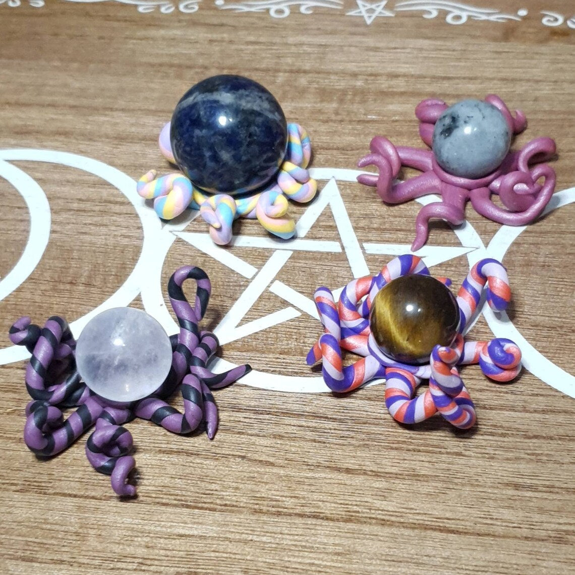Octopus Themed Crystal Sphere Holders. *Available in Assorted Colours*