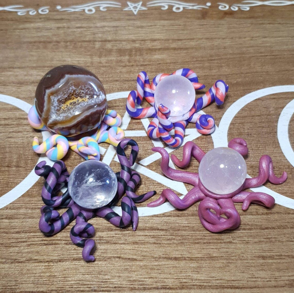 Octopus Themed Crystal Sphere Holders. *Available in Assorted Colours*