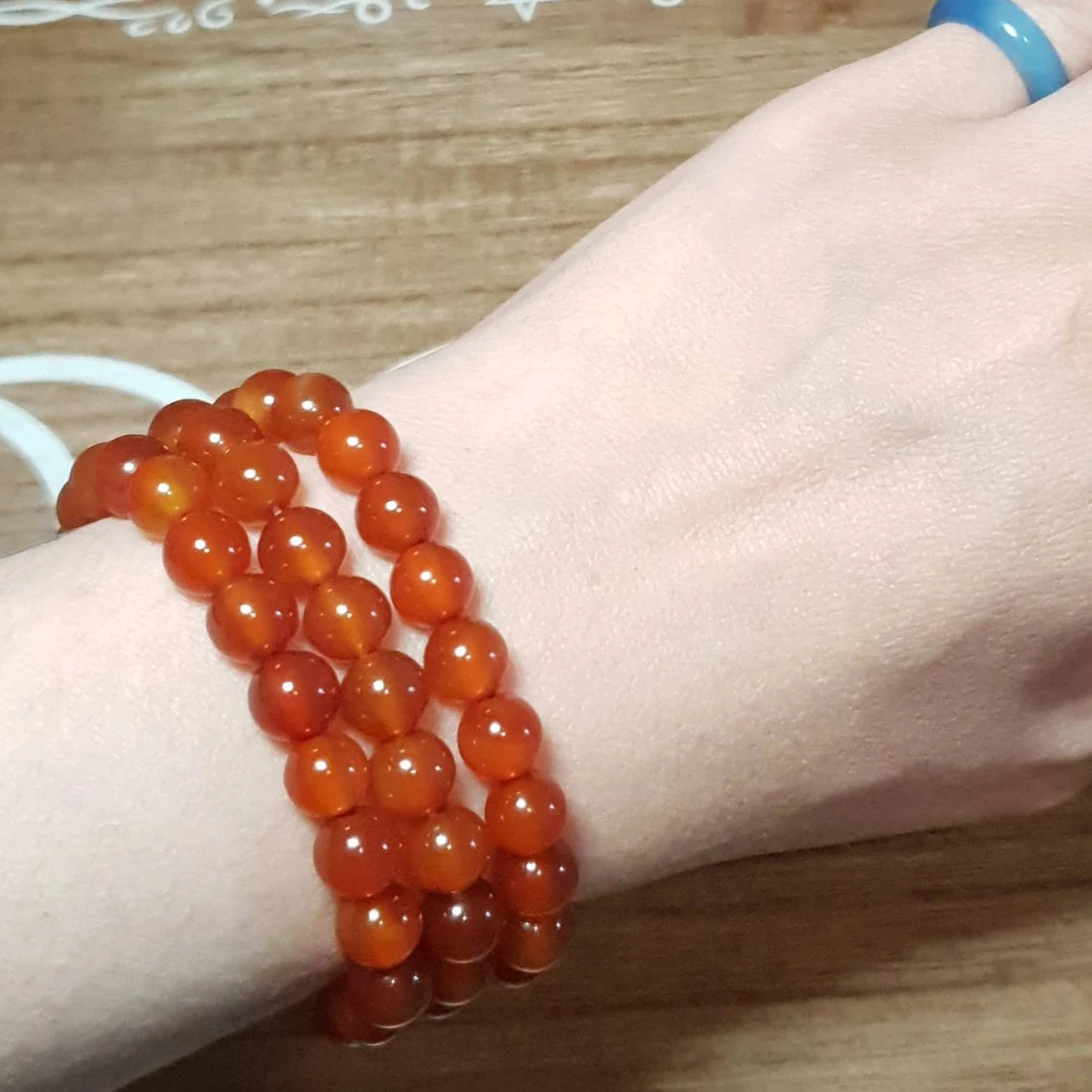 Carnelian Handmade Beaded Stretch Bracelet.