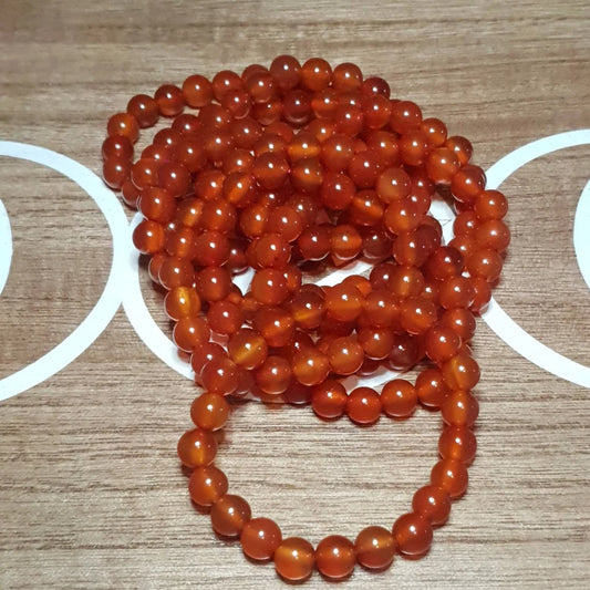 Carnelian Handmade Beaded Stretch Bracelet.