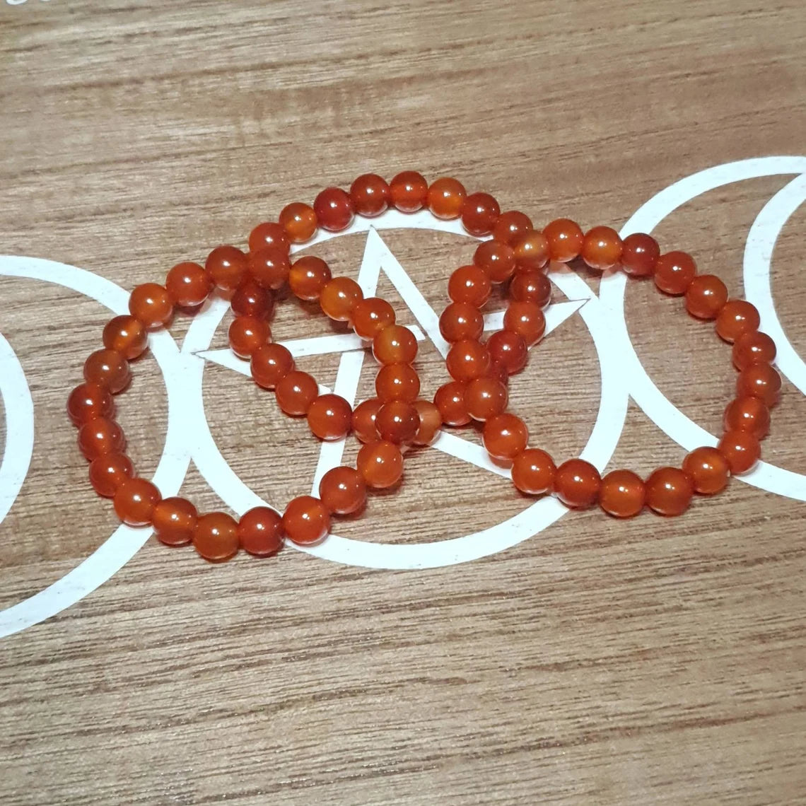 Carnelian Handmade Beaded Stretch Bracelet.