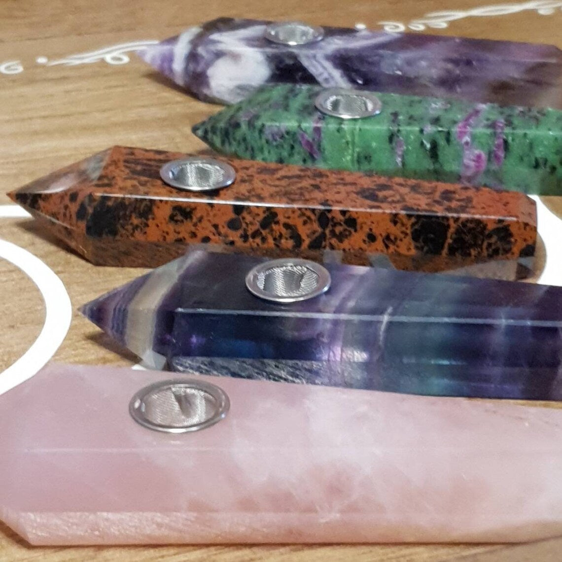Crystal Pipe Packs. Incense, Stoke, Sticker Pack and A Crystal Pipe. *Comes in Assorted Materials*
